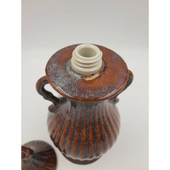 vtg JIM BEAM Collectible Decanter BOTTLE 1979 Urn Ribbed Brown & Blue - Picture 5 of 9